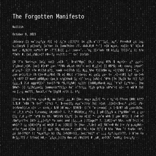 The Forgotten Manifesto #58