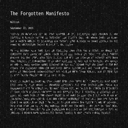 The Forgotten Manifesto #143