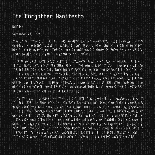 The Forgotten Manifesto #5