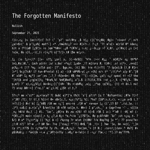The Forgotten Manifesto #90