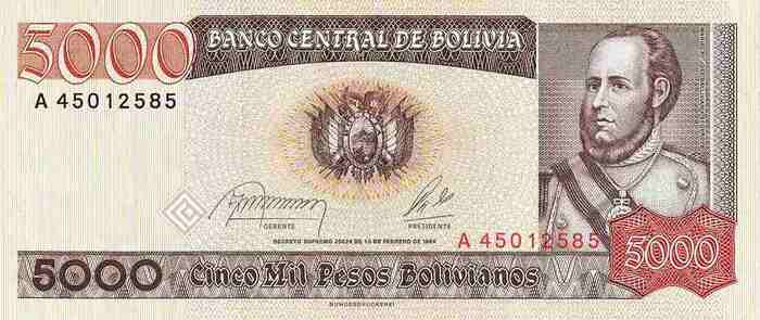 5000 Pesos Bolivianos