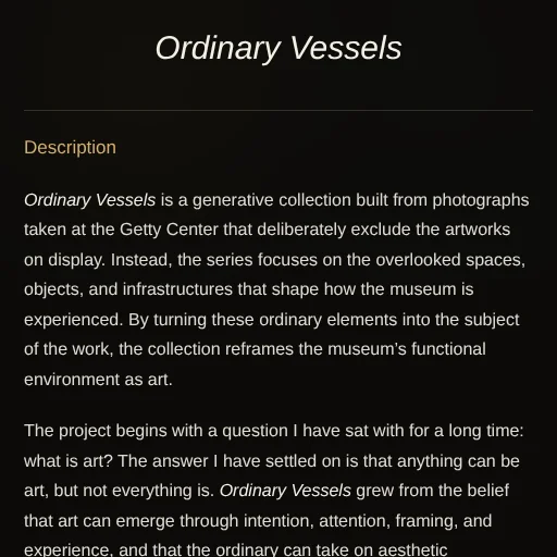 Ordinary Vessels Description