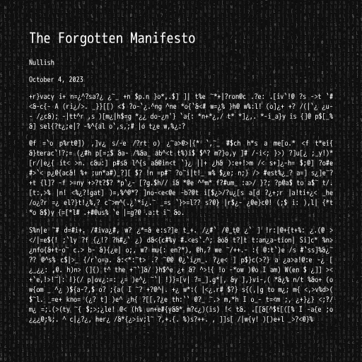 The Forgotten Manifesto #118