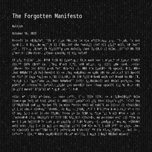 The Forgotten Manifesto #3