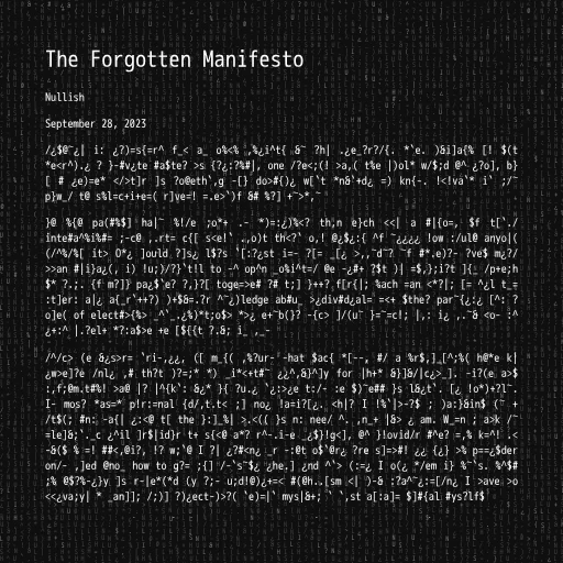 The Forgotten Manifesto #6