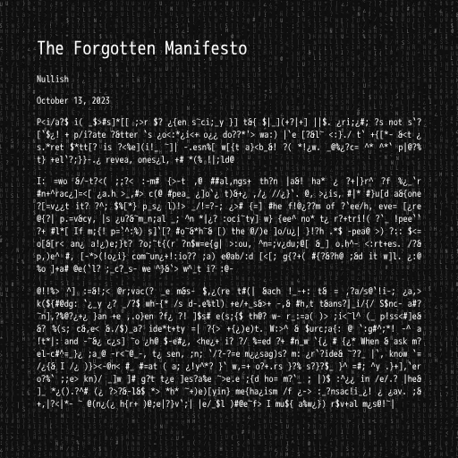 The Forgotten Manifesto #245