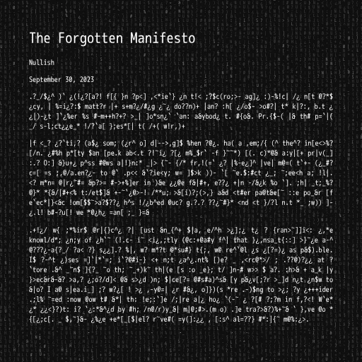 The Forgotten Manifesto #4