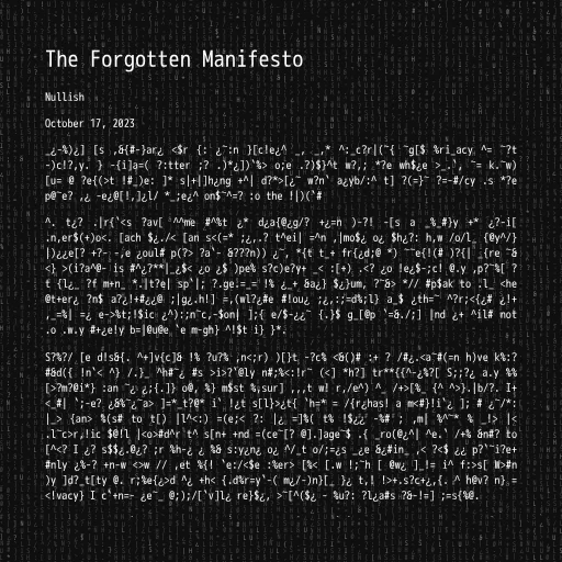The Forgotten Manifesto #10