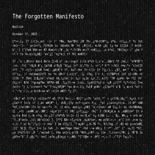 The Forgotten Manifesto #37