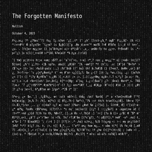The Forgotten Manifesto #92