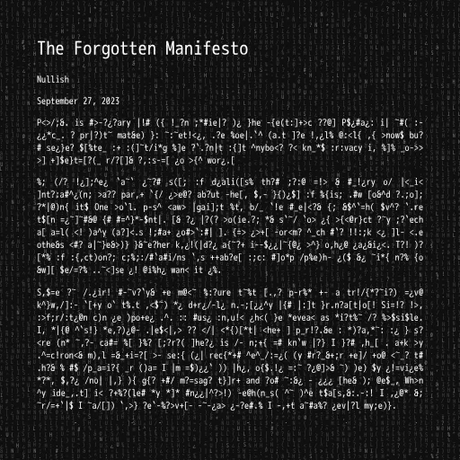 The Forgotten Manifesto #1