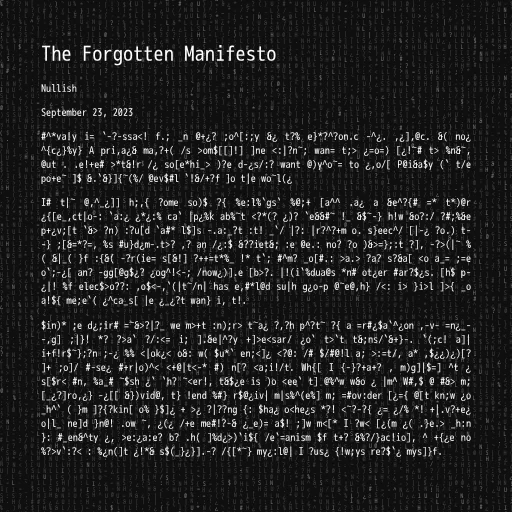 The Forgotten Manifesto #273