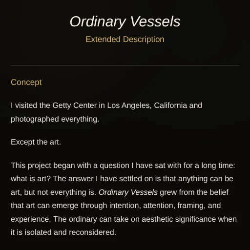 Ordinary Vessels Extended Description