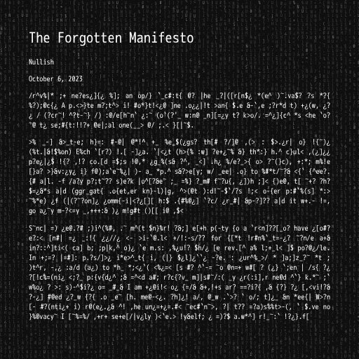 The Forgotten Manifesto #2