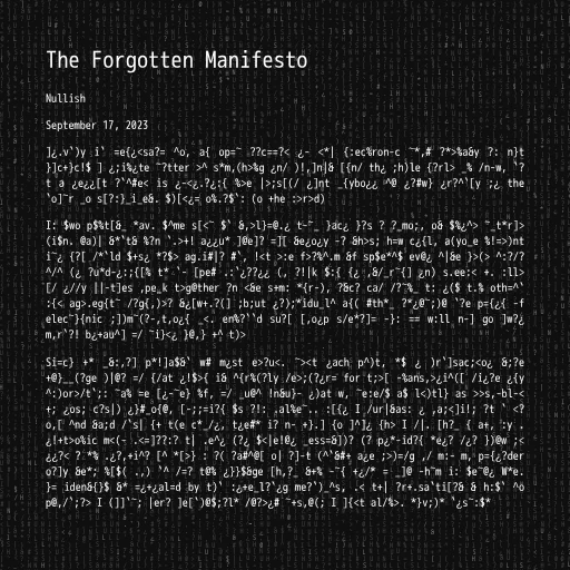 The Forgotten Manifesto #7